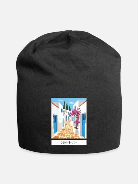 Greek Road Path Blue & White - Jersey Beanie - black