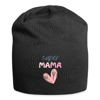 Super Mama - Heart Design - Jersey Beanie - black - Front
