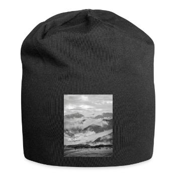Berge im Schwarz-Weißen Nebel - Jersey-Beanie - Schwarz - Vorne