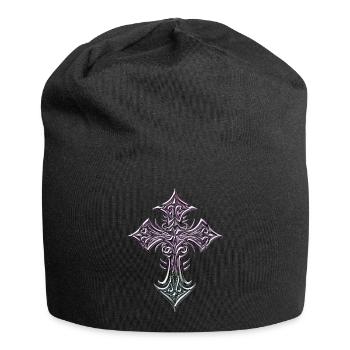 Pastel Filigree Cross - Jersey Beanie - black - Front