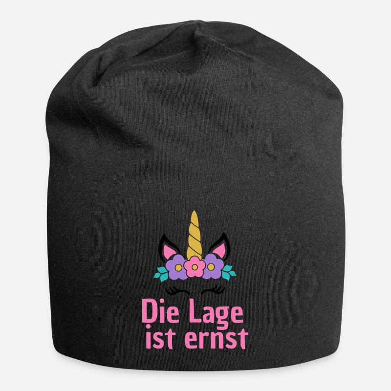 LAGE IST ERNST, COOLES EINHORN! LUSTIGER SPRUCH - Jersey-Beanie - Schwarz