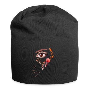 Bohème, art en ligne florale - Bonnet en jersey - noir - Devant