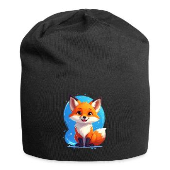 Niedlicher Fuchs vor blauem Hintergrund - Jersey-Beanie - Schwarz - Vorne