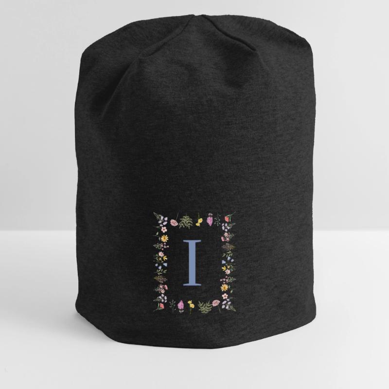 Florale Initial "I" Blumenmonogramm Jersey-Beanie