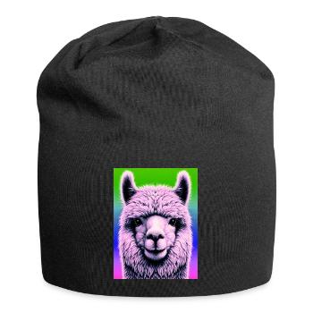Alpaka - Jersey-Beanie - Schwarz - Vorne