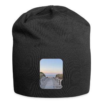 Düne Pfad am Meer Sonnenuntergang - Jersey-Beanie - Schwarz - Vorne