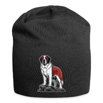 Retter des Sankt-Bernhardiner-Hundeporträts auf dem Felsen - Jersey-Beanie - Schwarz - Vorne