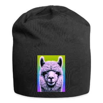 Alpaka - Jersey-Beanie - Schwarz - Vorne