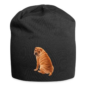 Sitzende Shar Pei - Jersey-Beanie - Schwarz - Vorne