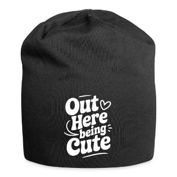 Hier draußen süß sein - Jersey-Beanie - Schwarz - Vorne