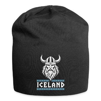 Iceland Viking Helmet Nordic Odin Design Motif - Jersey Beanie - black - Front