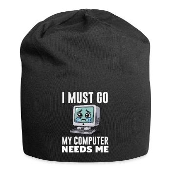 I Must Go My Computer Needs Me Funny PC Expert - Jersey Beanie - black - Front