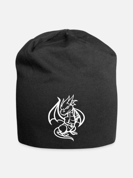 Drache Cartoon - Jersey-Beanie - Schwarz
