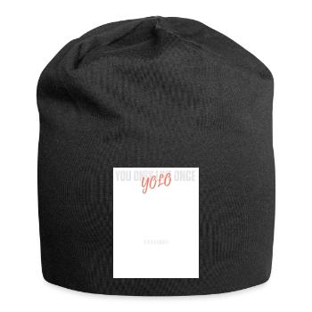YOLO-Schrift auf einem weißen Trikot - Jersey-Beanie - Schwarz - Vorne