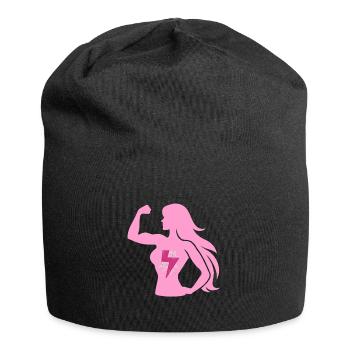 Pink girl power silhouette - Jersey Beanie - black - Front