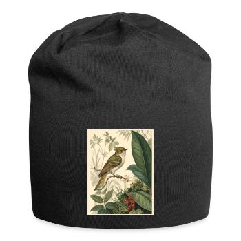 Bird in Jungle Leaf Vintage - Jersey Beanie - black - Front