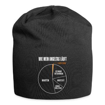 Wie mein Angeltag läuft Lustiges Angler Motiv mit - Jersey-Beanie - Schwarz - Vorne