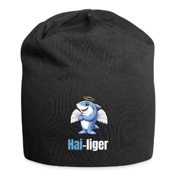 Hailiger - Hai mit Heiligenschein - Jersey-Beanie - Schwarz - Vorne
