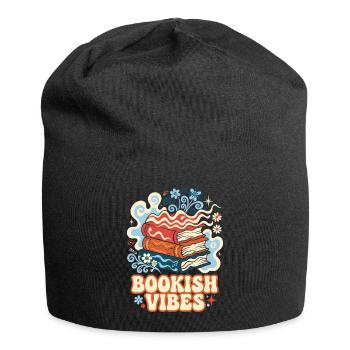 Bookish Vibes Retro Bücher - Jersey-Beanie - Schwarz - Vorne