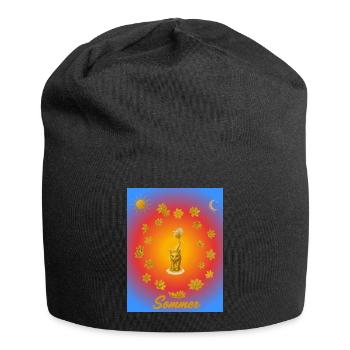 Katzen Sommerglanz - Jersey-Beanie - Schwarz - Vorne