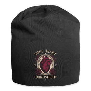 Dunkles Herz mit Rosenrahmen - Jersey-Beanie - Schwarz - Vorne