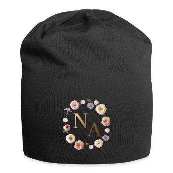 Goldene NA Blütenkranz - Jersey-Beanie - Schwarz - Vorne