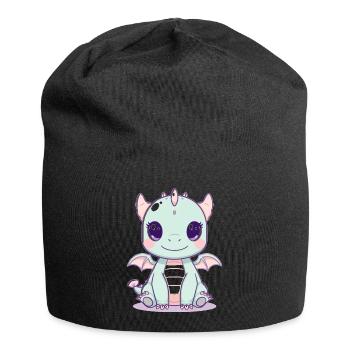 Mint dragon with wings - Jersey Beanie - black - Front