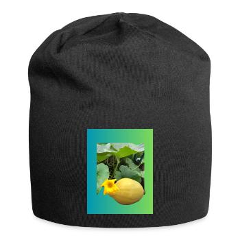 Yellow zucchini with blossom - Jersey Beanie - black - Front