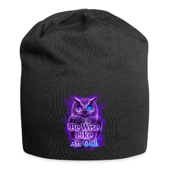 Be Wise Like An Owl Neon Design - Jersey Beanie - black - Front