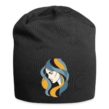 Abstract Woman Profile  Modern Minimalist Line Art - Jersey Beanie - black - Front