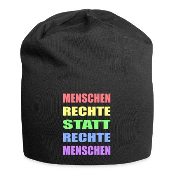 Menschenrechte statt rechte Menschen Links Antifa - Jersey-Beanie - Schwarz - Vorne