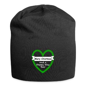 Needle heart with script Mary Christmas with slogan - Jersey Beanie - black - Front