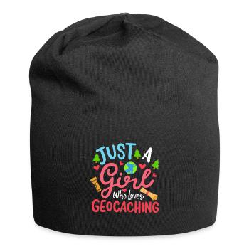Mädchen, das Geocaching liebt - Jersey-Beanie - Schwarz - Vorne