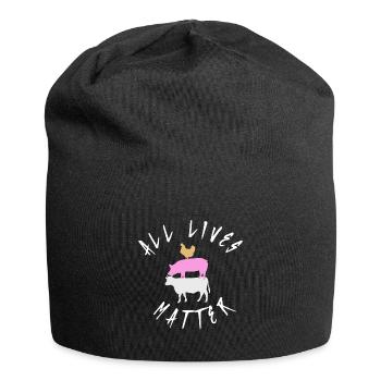 Vegan vegetarian shirt motif gift - Jersey Beanie - black - Front