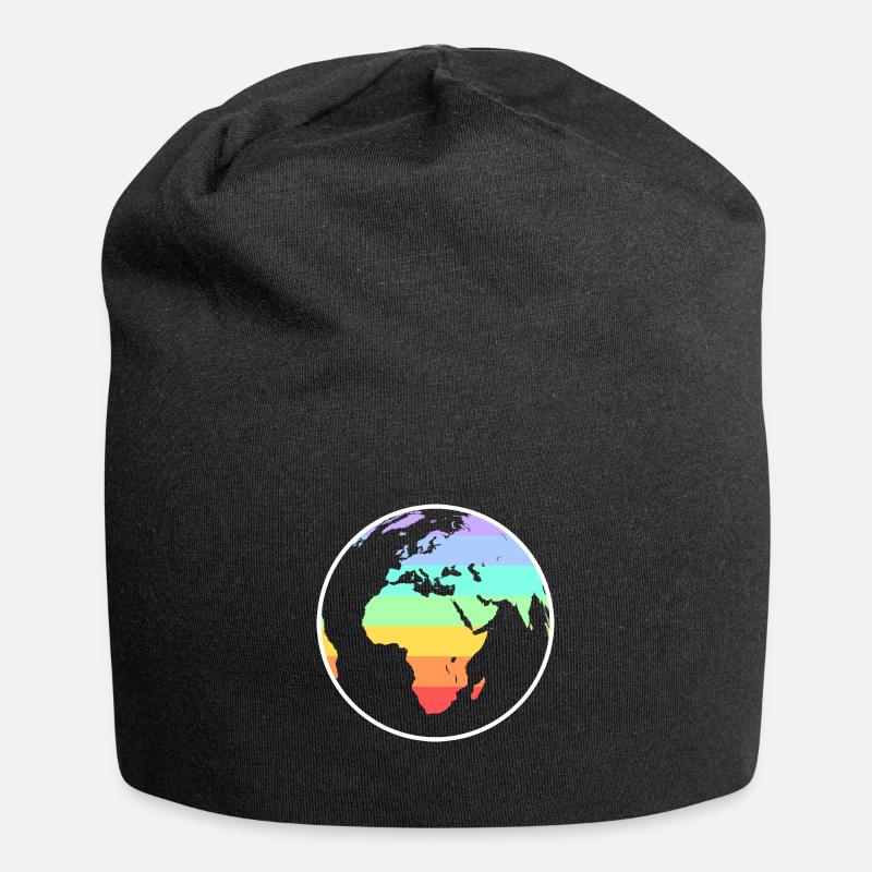 Regenbogen Welt - Jersey-Beanie - Schwarz