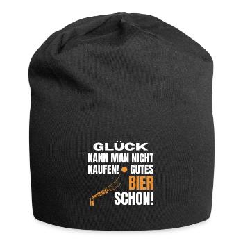 Lustig Bier Spruch! Glück Bier Geschenk - Jersey-Beanie - Schwarz - Vorne