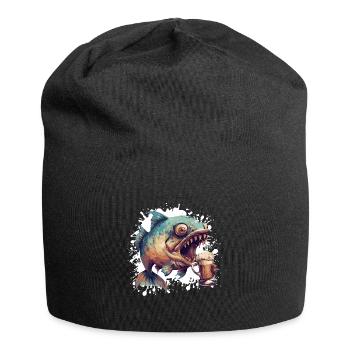 Piranha Fische Bier - Jersey-Beanie - Schwarz - Vorne