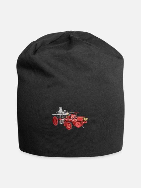 Retro Feuerwehrfahrzeug, Feuerwehr - Jersey-Beanie - Schwarz