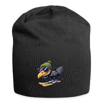 Skifahrender Emu Wintersport - Jersey-Beanie - Schwarz - Vorne