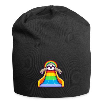 LGBTQ Pride Sloth Rainbow Slide - Jersey Beanie - black - Front