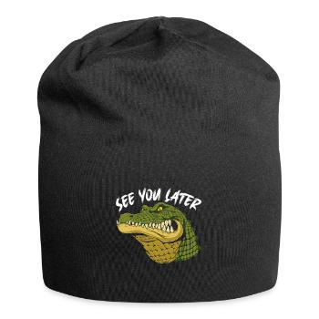 Sehe Dich später mit Alligatorportrait - Jersey-Beanie - Schwarz - Vorne