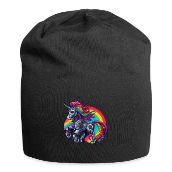 Cyborg Einhorn mit Regenbogen - Jersey-Beanie - Schwarz - Vorne