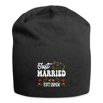 just Married 2024 Couple de jeunes mariés Mariage - Bonnet en jersey - noir - Devant