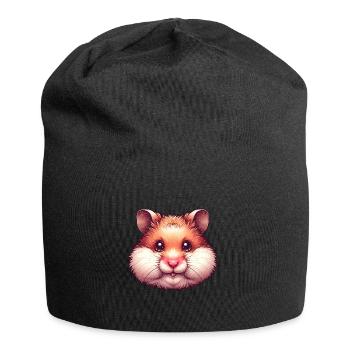 Hamster Head Portrait Ugly Hamster Cheeks - Jersey Beanie - black - Front