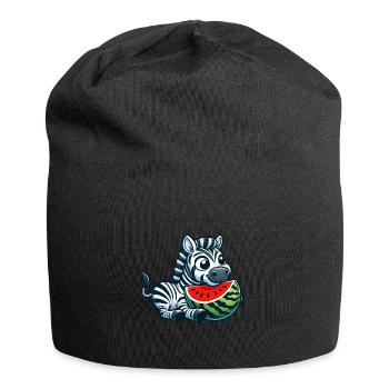 Zebra Mit Wassermelone Fruchtig Lustig - Jersey-Beanie - Schwarz - Vorne