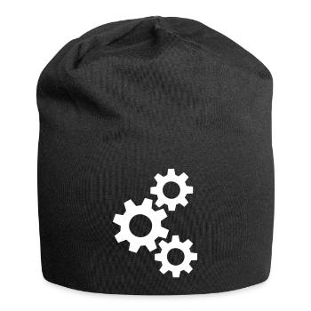 Zahnräder, die ineinander greifen - Jersey-Beanie - Schwarz - Vorne