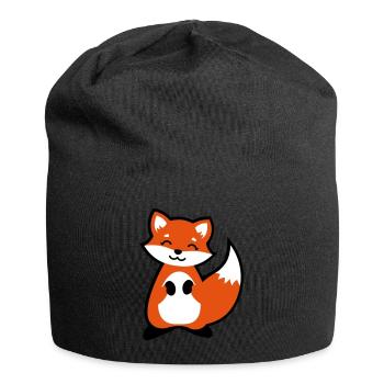 Niedlicher Fuchs Tierkind / Cute fox animal child - Jersey-Beanie - Schwarz - Vorne