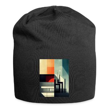 Pattern inspired by architecture in Bauhaus style - Jersey Beanie - black - Front