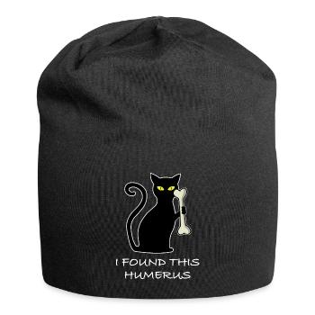 J’ai trouvé cet humérus | Chat, os - Bonnet en jersey - noir - Devant