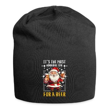 Weihnachtsmann Bier Saufen Alkohol Weihnachten - Jersey-Beanie - Schwarz - Vorne